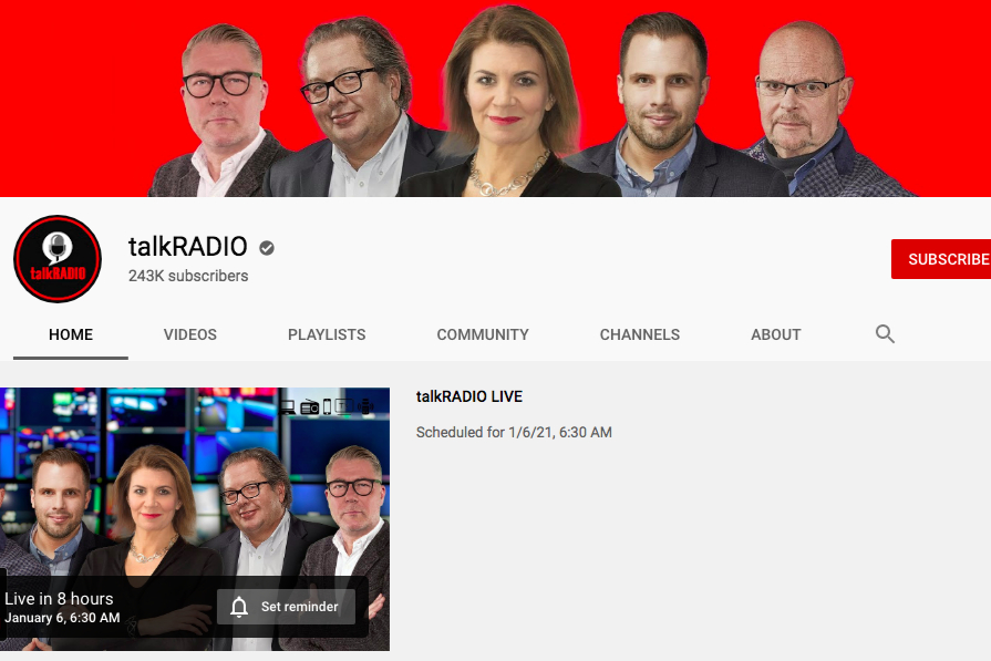 YouTube reinstates talkRadio page after ‘further review’