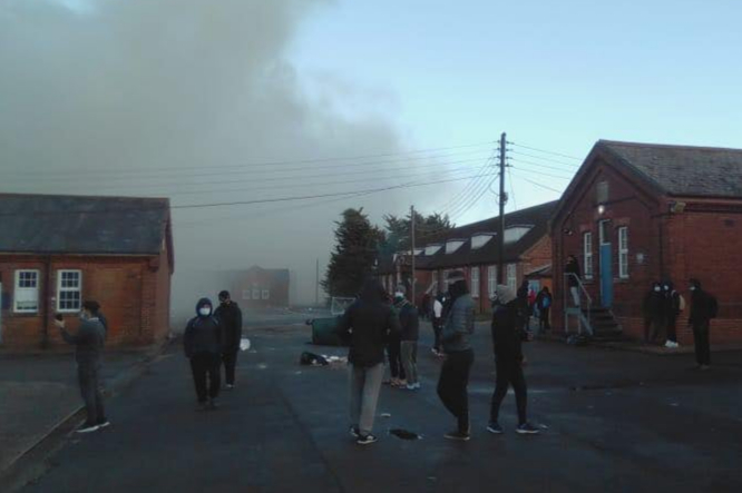 Police investigate blaze at Kent barracks housing asylum seekers as Priti Patel slams ‘appalling’ damage