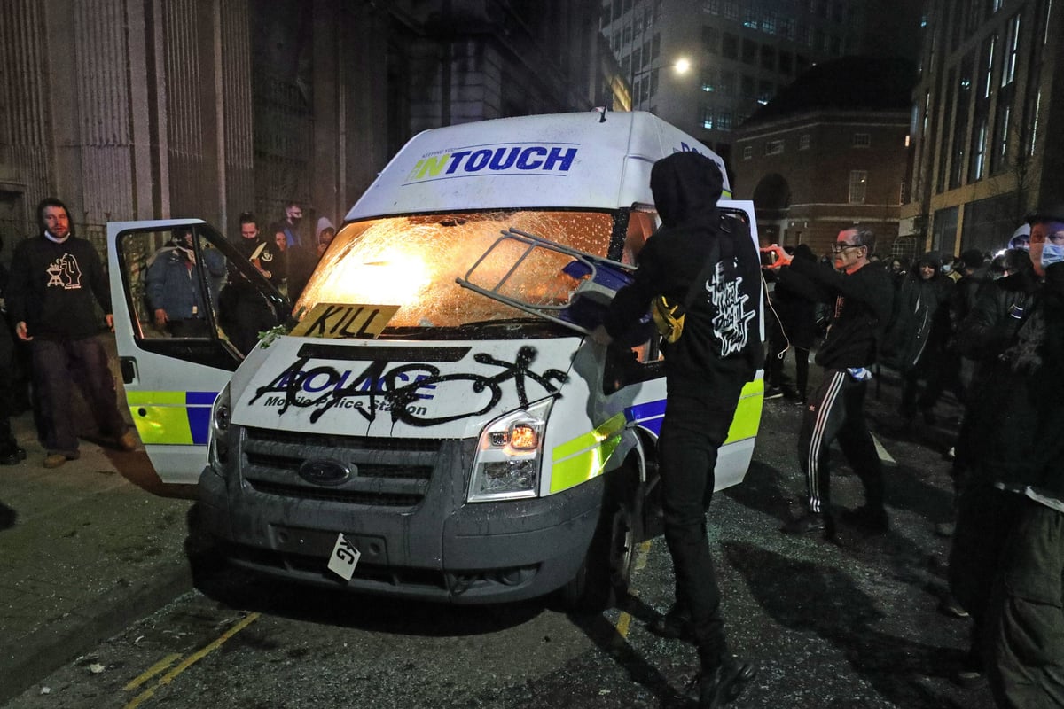 Priti Patel condemns ‘thuggery’ as Bristol Kill the Bill protest turns violent