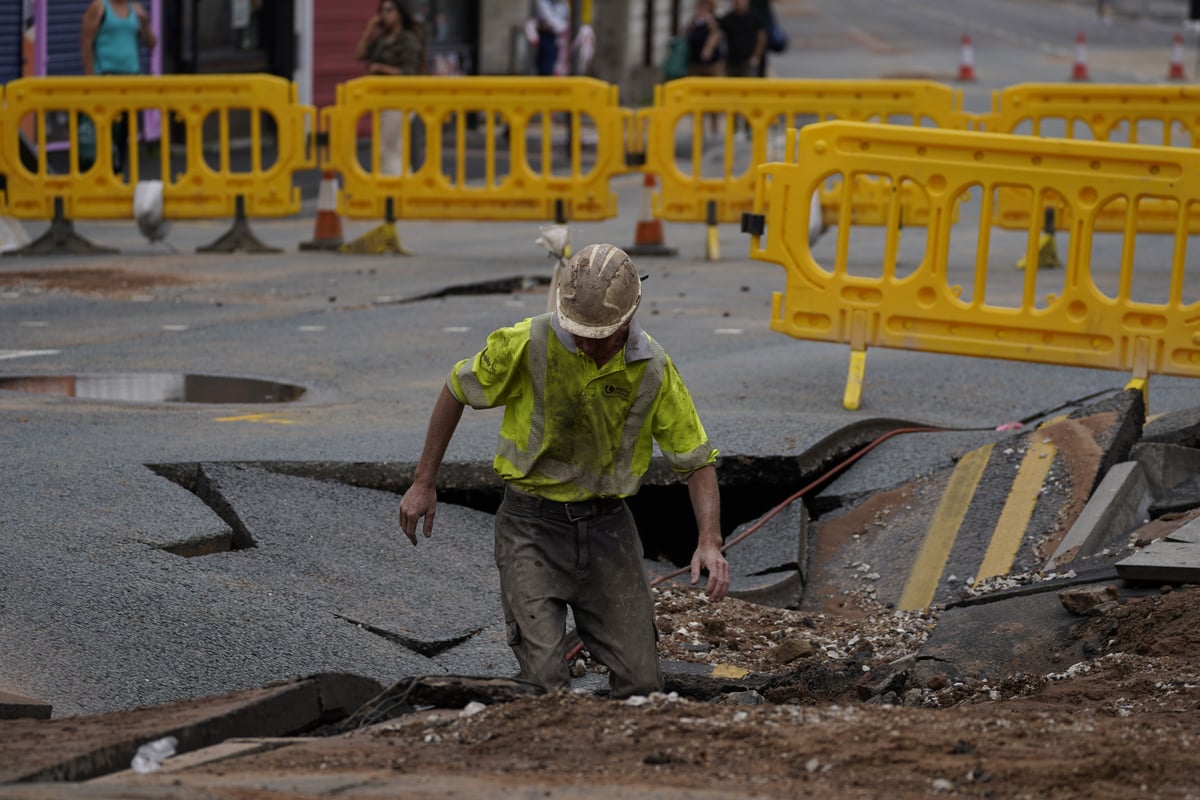 Giant sinkhole appears after water main bursts in Liverpool