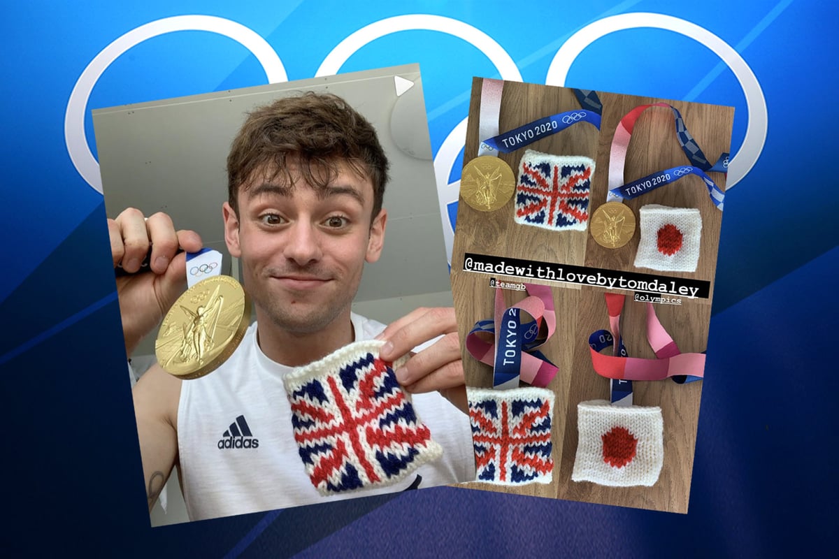 Tom Daley knits a cosy for his gold medal