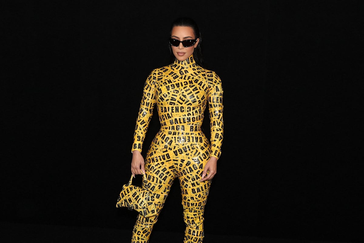 Kim Kardashian in caution tape Balenciaga