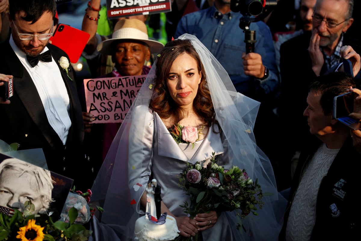 Julian Assange and Stella Moris marry in Vivienne Westwood