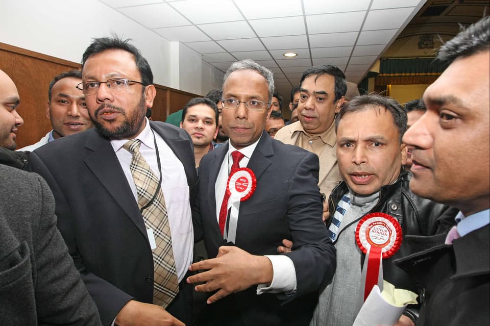  Lutfur Rahman with supporters after being elected Tower Hamlets’ mayor