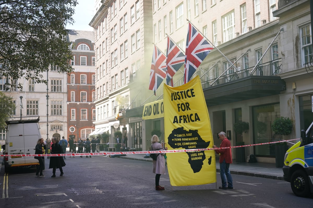 Extinction Rebellion protesters storm a five-star central London hotel