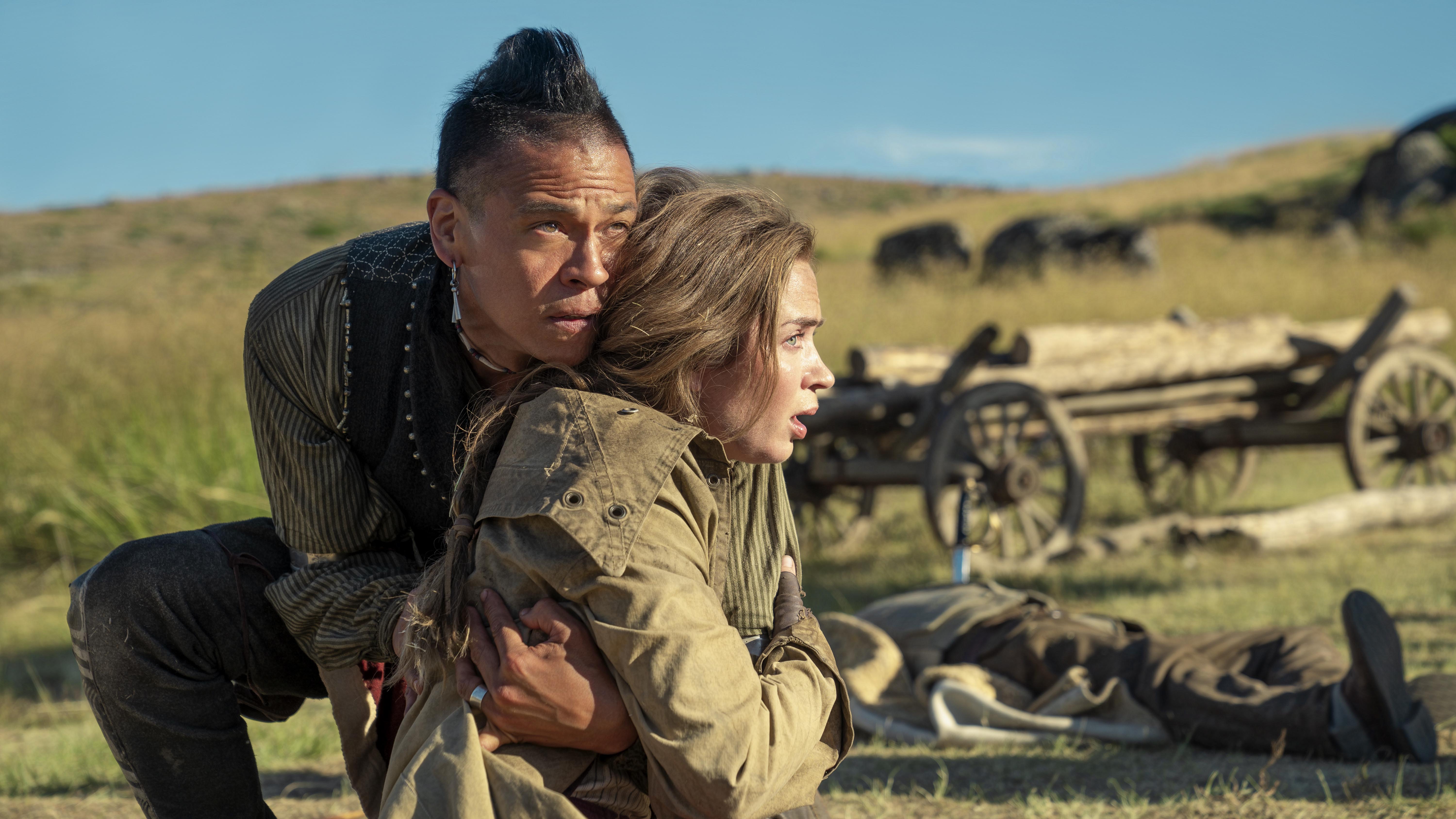 First glimpse of Emily Blunt and Chaske Spencer in new BBC western drama