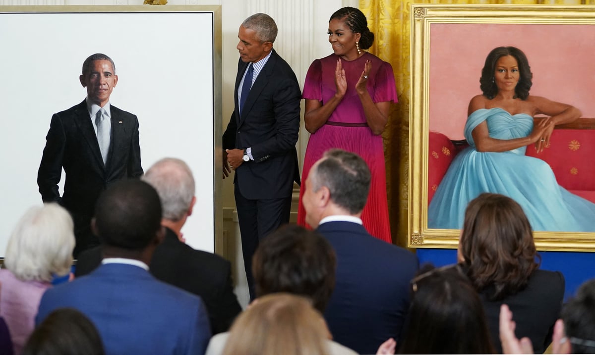 Snubbed by Donald Trump, Obamas finally get portrait reception on return to White House