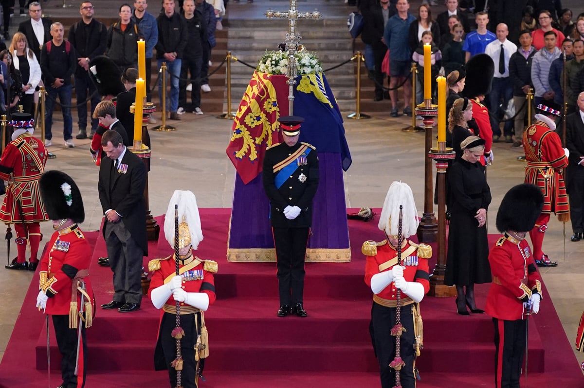 Queen’s grandchildren hold vigil as King Charles prepares to welcome world leaders at state reception  