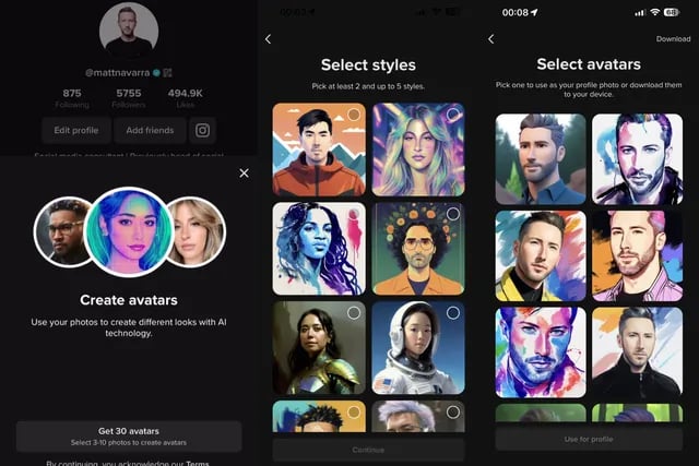 Create AI-powered profile avatars on TikTok in your favourite art styles
