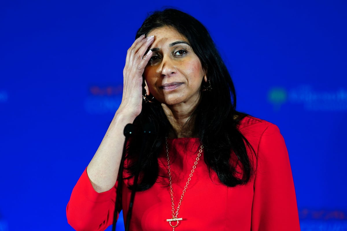 Watch: Suella Braverman speech disrupted by Extinction Rebellion protesters