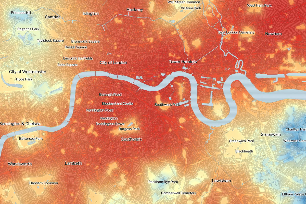Heatmap reveals the hottest areas of London