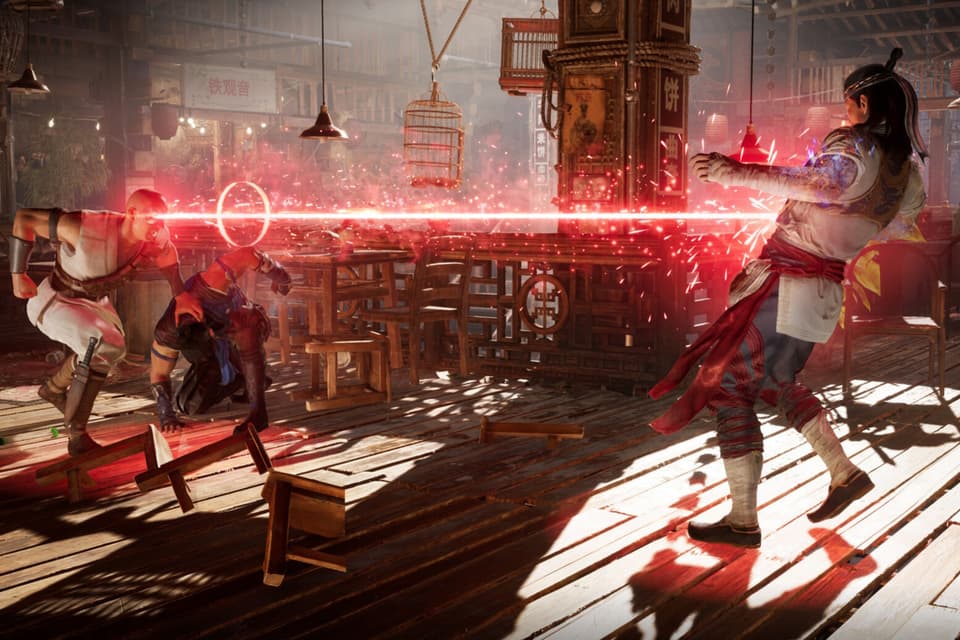 Kano blasts Liu Kang in Mortal Kombat 1