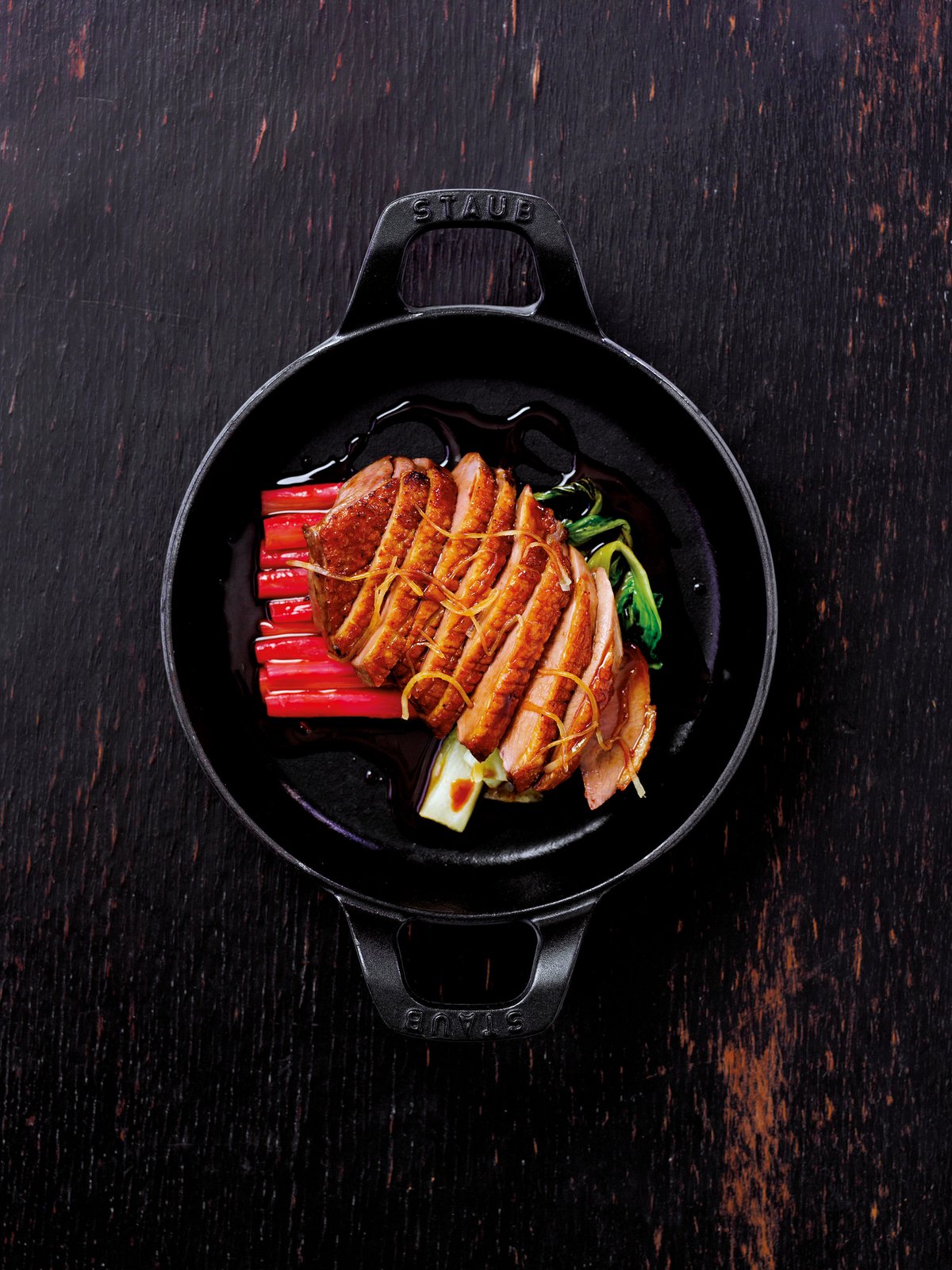 Jun Tanaka's recipe for roast duck with rhubarb and ginger 
