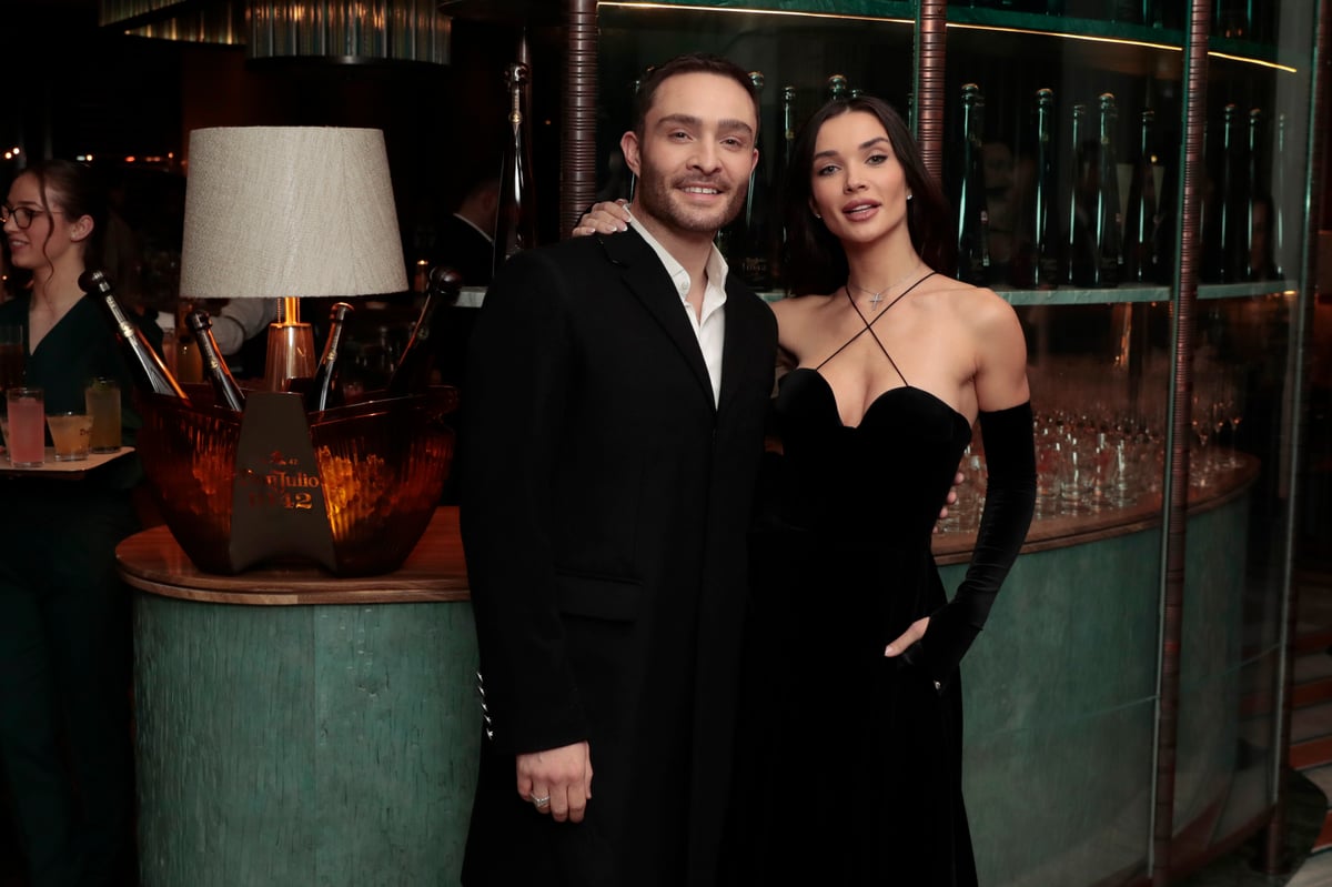 Ed Westwick and fiancée Amy Jackson make first appearance since engagement