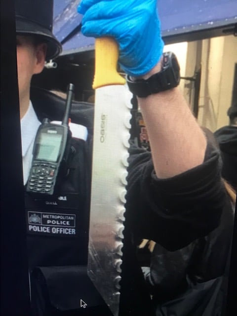 Police confiscate huge knife from man in Portobello Market patrol