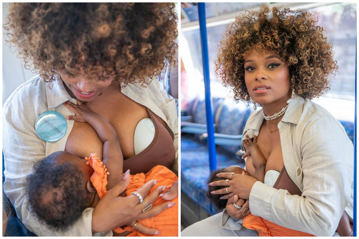 Fleur East breastfeeds four-month-old daughter Nova on the Tube