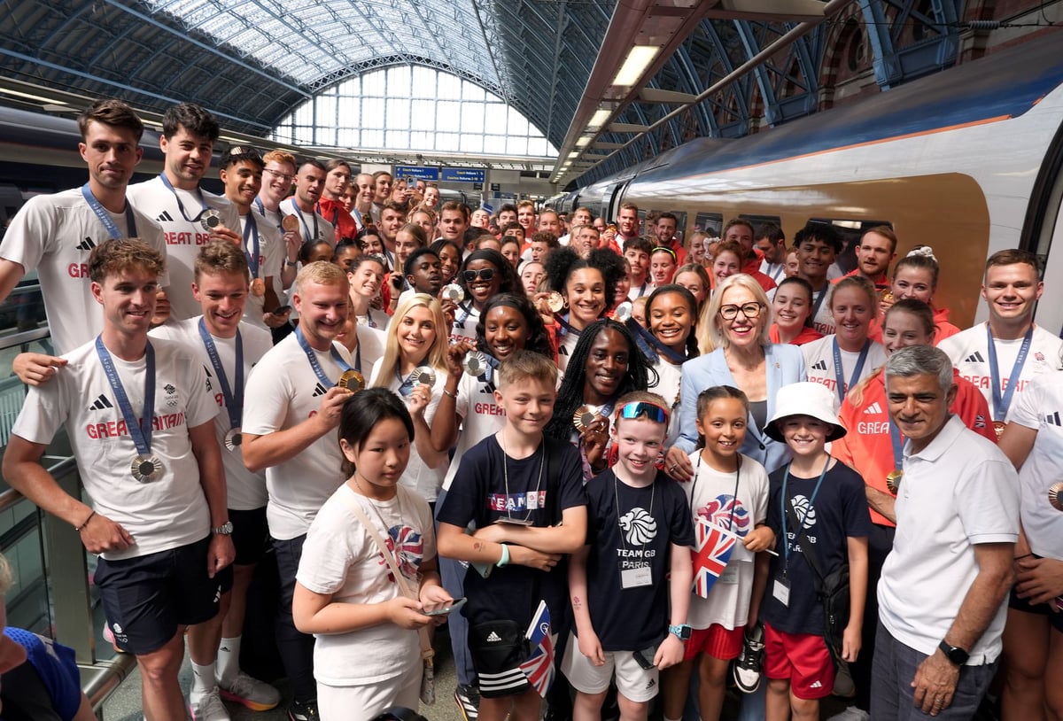 Team GB athletes return to London to cheers from crowds after successful Paris Olympics
