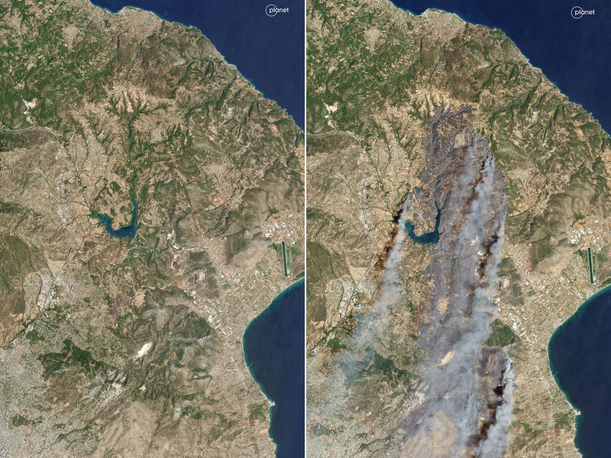 Athens wildfires: Satellite images show scale of devastation from deadly blaze in Greece