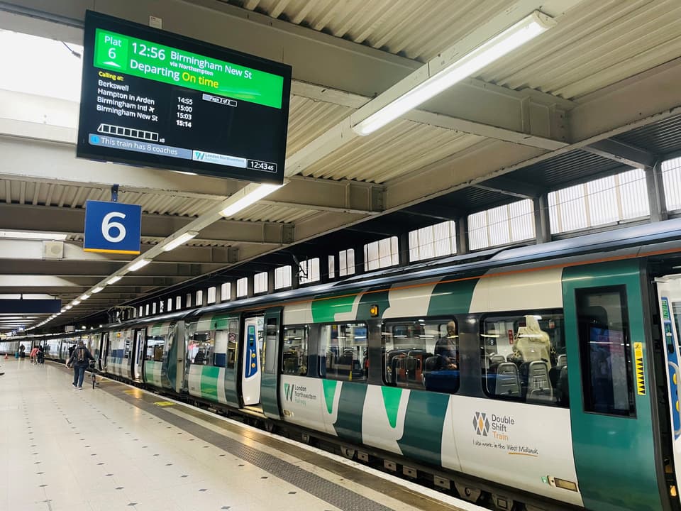 <p>On time train: London Northwestern Railway service departs Euston</p>