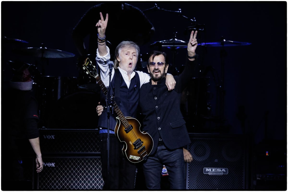 George Clooney, Martin Freeman, and Judy Dench attend Paul McCartney's final tour with Ringo Starr at O2 Arena