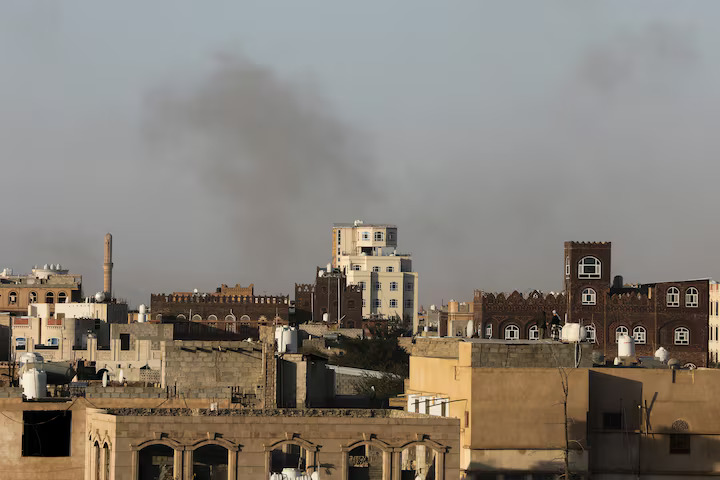 WHO head in Yemen airport during Israeli air strikes on Houthi targets
