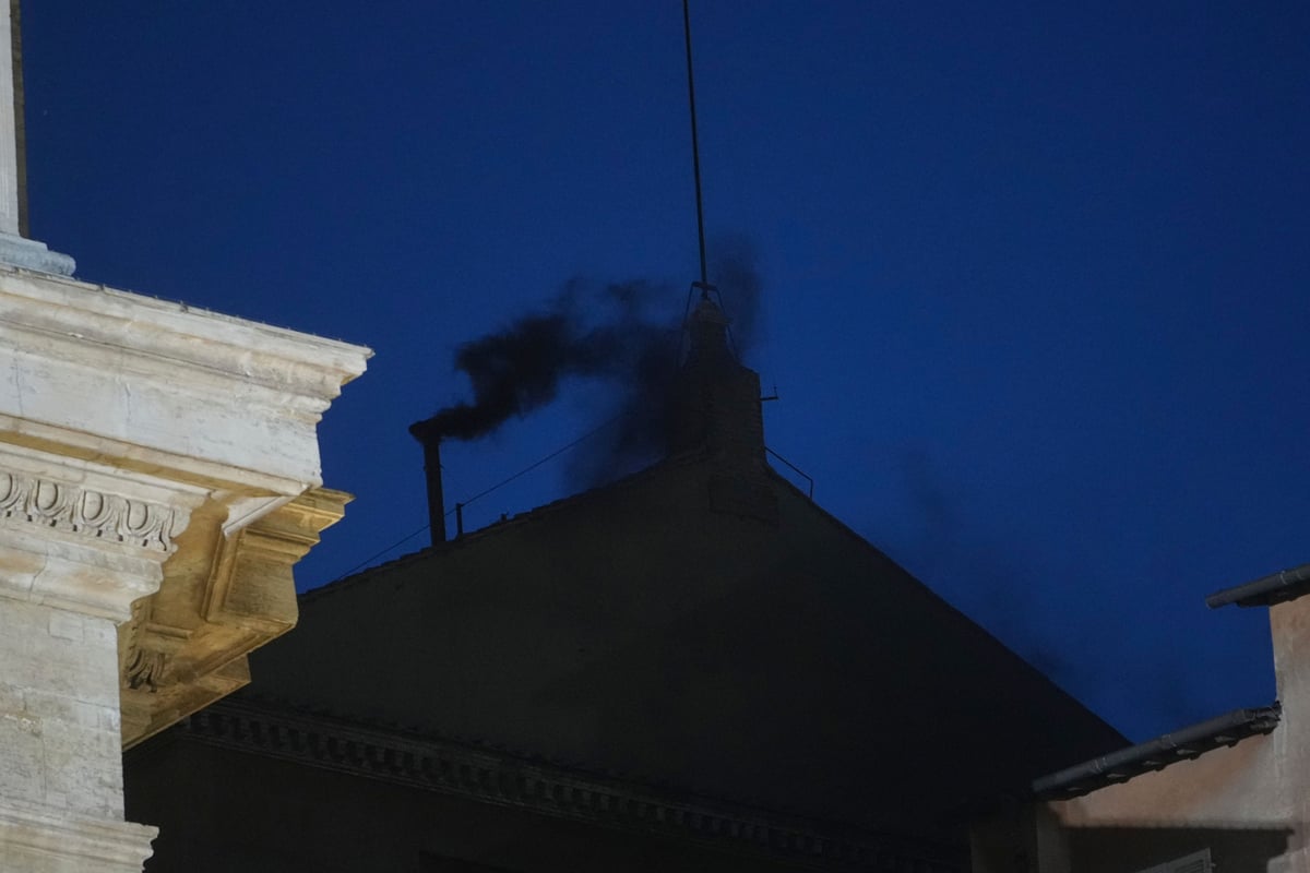 Black smoke from Sistine Chapel chimney confirms no pope elected in first conclave vote