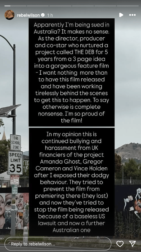 Rebel hit back with a series of Instagram stories on Friday 