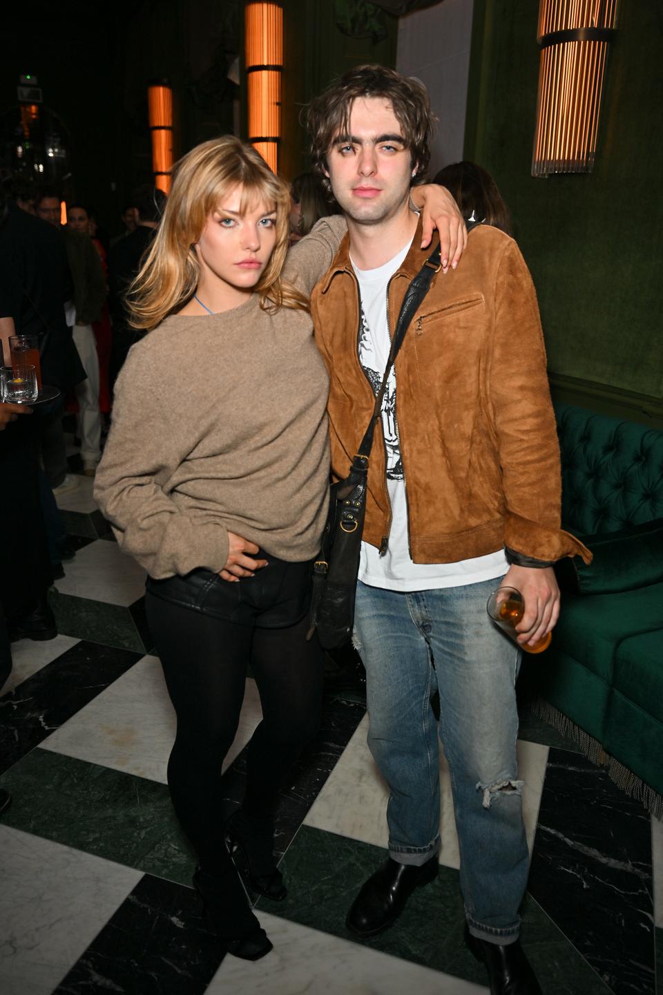Isobel Richmond and Lennon Gallagher attend The London Standard's London Fashion Week party during LFW September 2025 at Aki