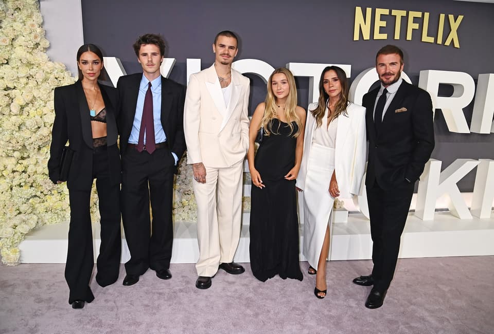 Jackie Apostel, Cruz Beckham, Romeo Beckham, Harper Beckham, Victoria Beckham and David Beckham