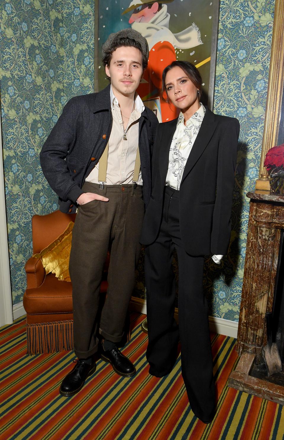 LONDON, ENGLAND - FEBRUARY 17:  Brooklyn and Victoria Beckham attend the Victoria Beckham x YouTube Fashion & Beauty After Party at London Fashion Week hosted by Derek Blasberg and David Beckham, at Marks Club on February 17, 2019 in London, England. (Photo by Victor Boyko/Getty Images for YouTube)