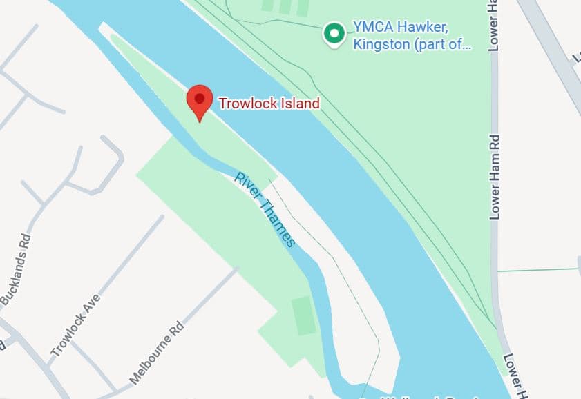 <p>The proposed official bathing spot on the Thames opposite the length of Trowlock Island in south west London</p>