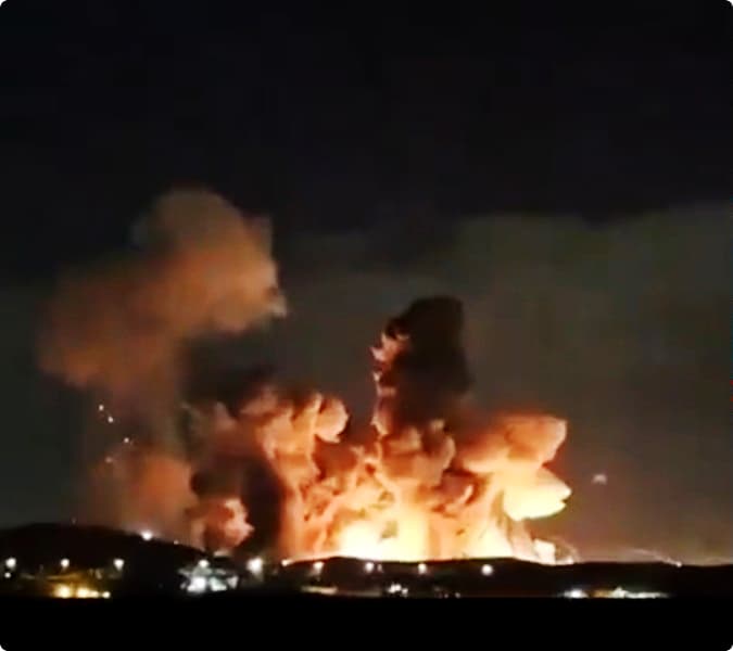 15693415 Massive oil tanker struck by Iranian drone near Strait of Hormuz as US unleashes 2,000 pound bunker buster bombs on ammunition depot