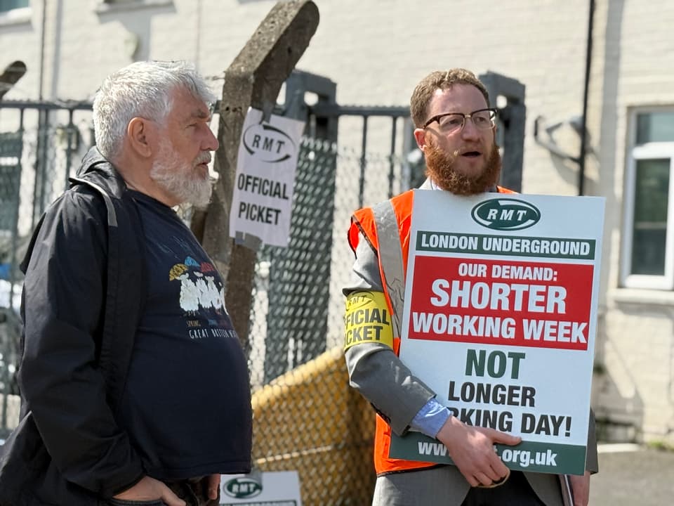 <p>Members of the RMT on the picket line on Tuesday</p>