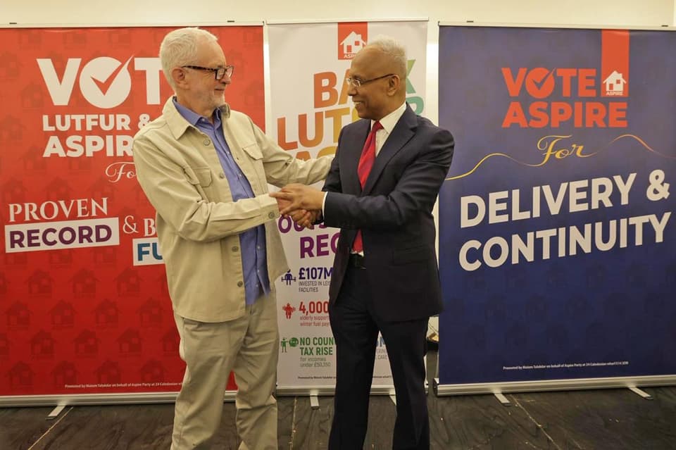 Former Labour leader Jeremy Corbyn has backed Aspire in Tower Hamlets