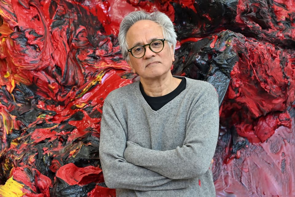 British contemporary artist Anish Kapoor poses for a photogaph during a tour of his studio in London on March 3, 2022