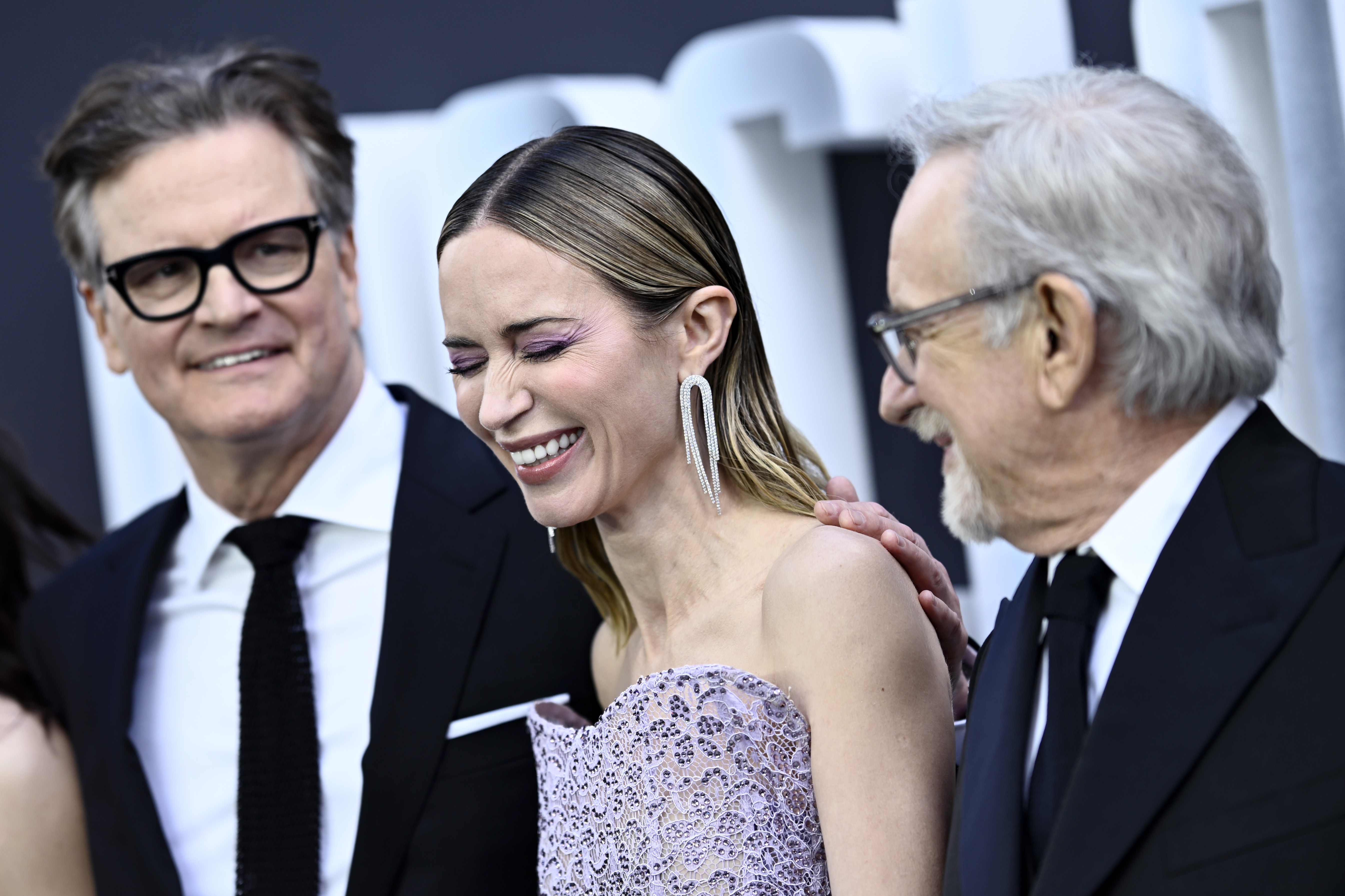 Blunt and Firth join Spielberg at London premiere of new blockbuster