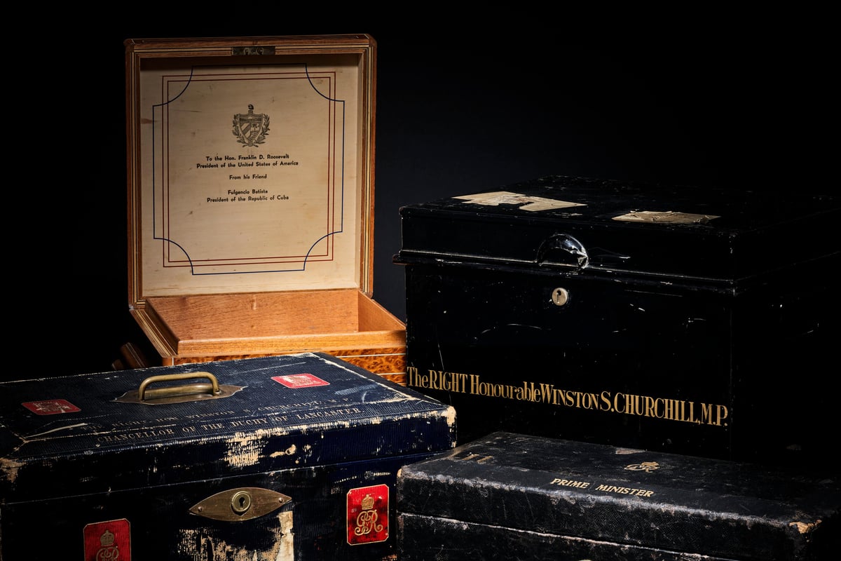 Four Churchill boxes expected to fetch up to £215,000 at auction