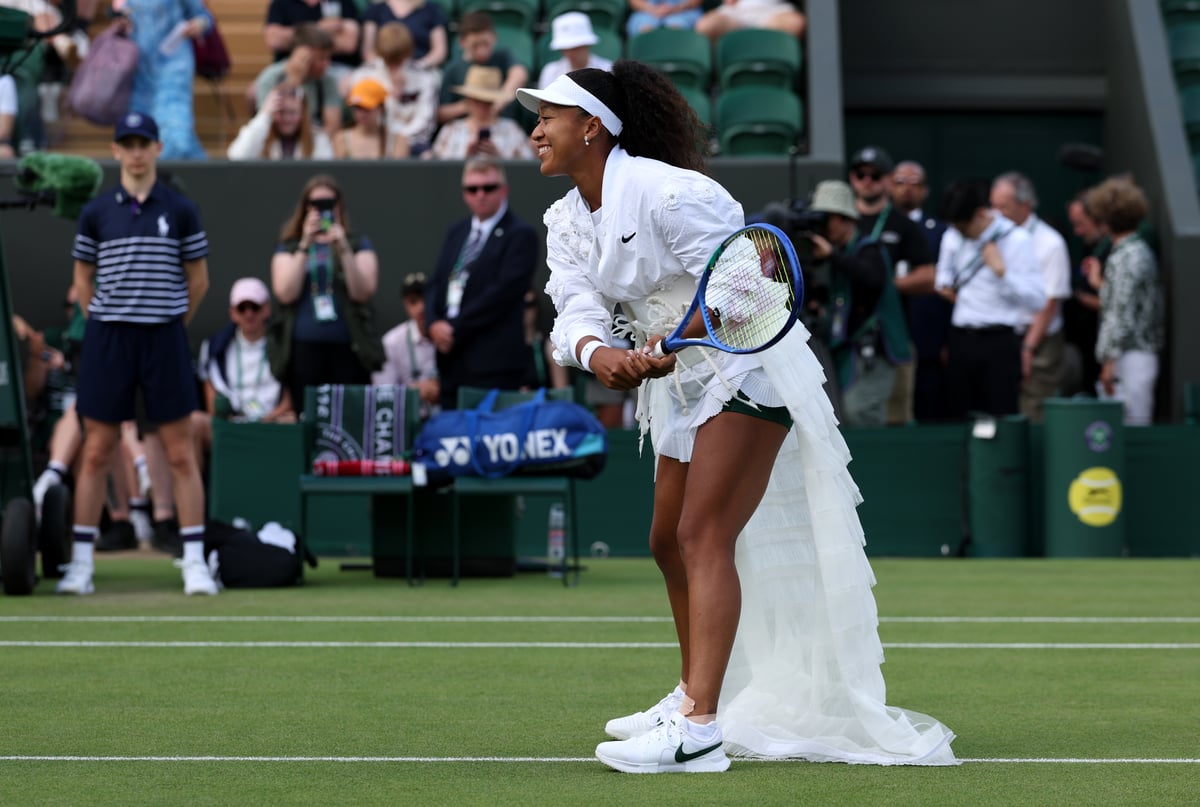Naomi Osaka serves major style ace at Wimbledon in long ruffled skirt on day three 