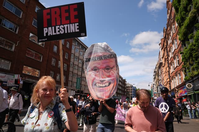 People take part in a National March for Palestine organised by Palestine Coalition, in central London. Picture date: Saturday July 18, 2026.