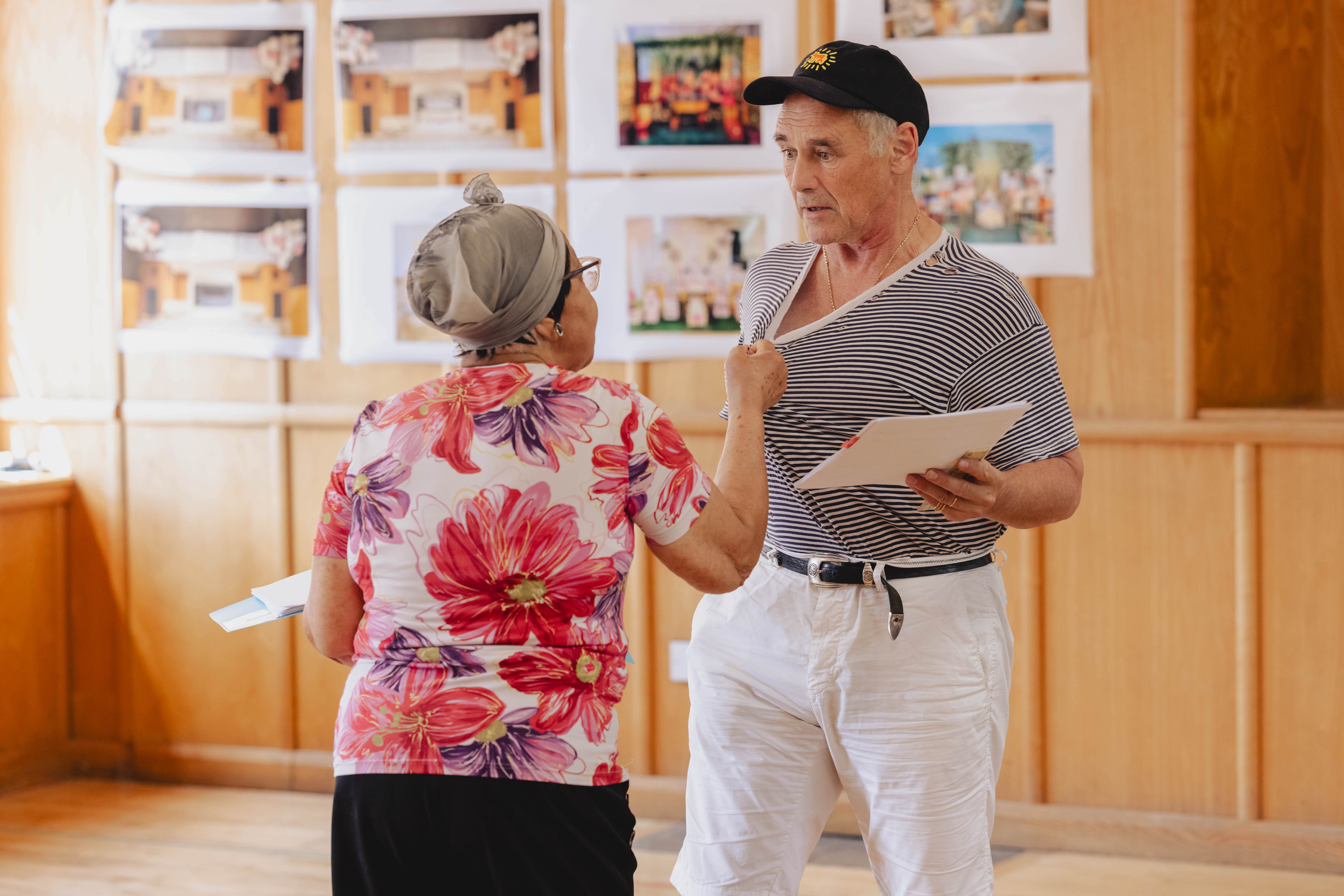 Sir Mark Rylance has shirt pulled as he rehearses intense Tartuffe scene