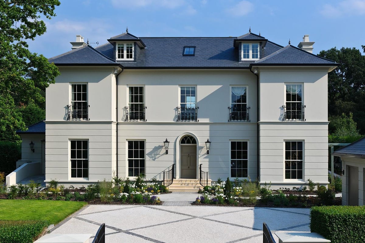 A modern mansion in Surrey: Regency-style six-bedroom home with triple-height reception hall, cinema and gym | Homes and Property