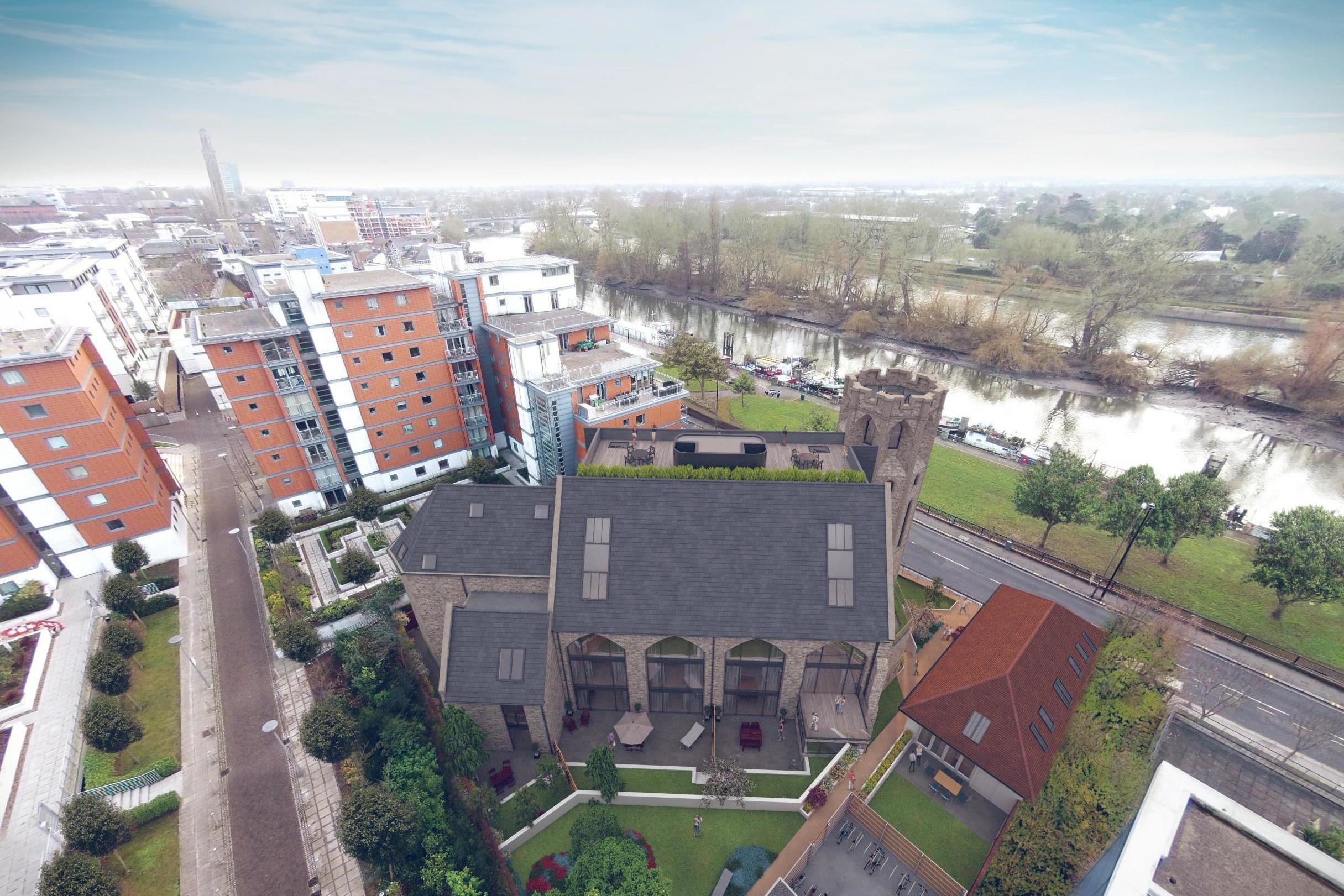Quirky church conversion flats in Kew have turrets and arched windows