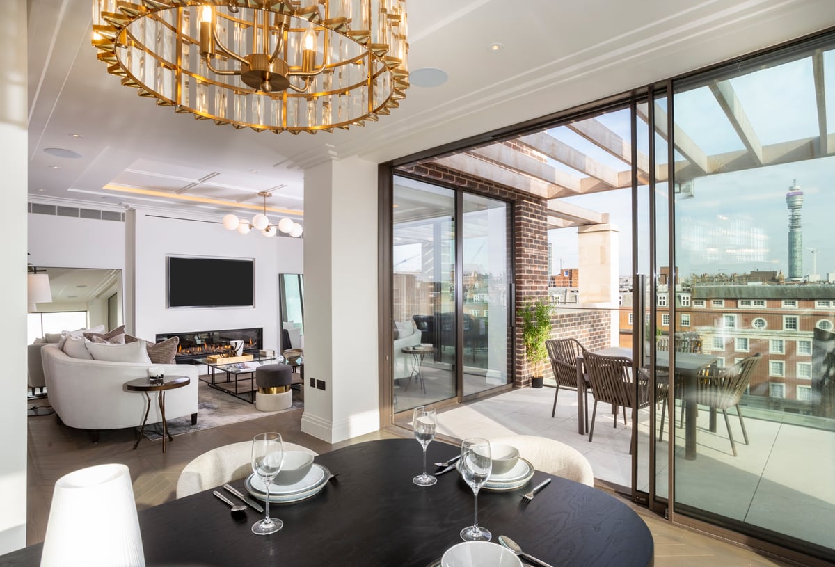Prime penthouse: Marylebone home for sale with floor-to-ceiling windows, a roof terrace and marble-clad bathrooms | Homes and Property