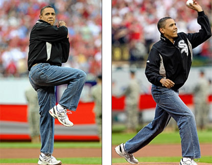 VIDEO: Barack Obama nearly pitch perfect at baseball game