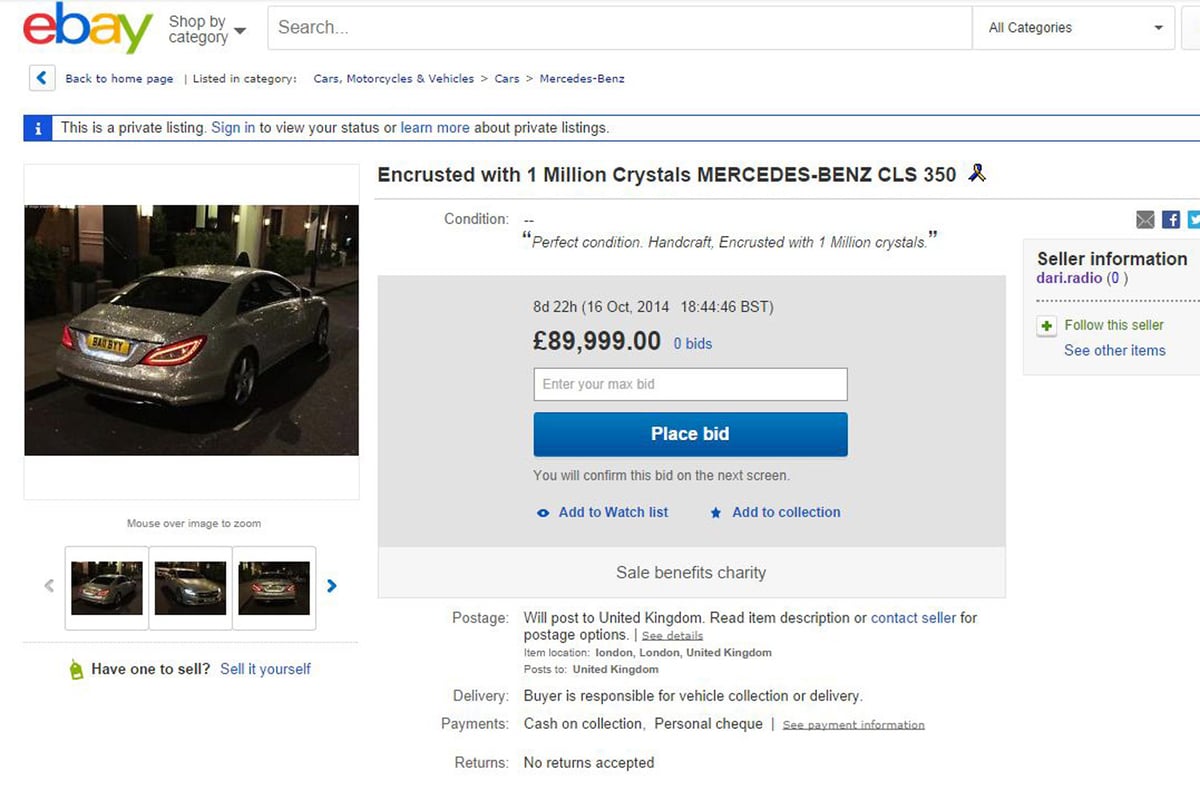 London student who models herself on Kim Kardashian puts crystal-encrusted Mercedes up for sale on ebay | London Evening Standard