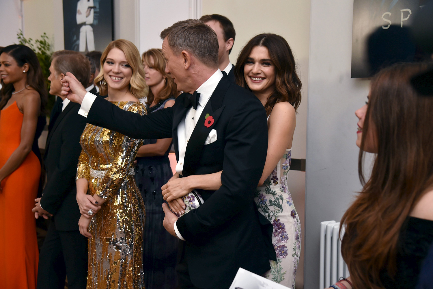 Spectre: Daniel Craig looks loved up with wife Rachel Weisz