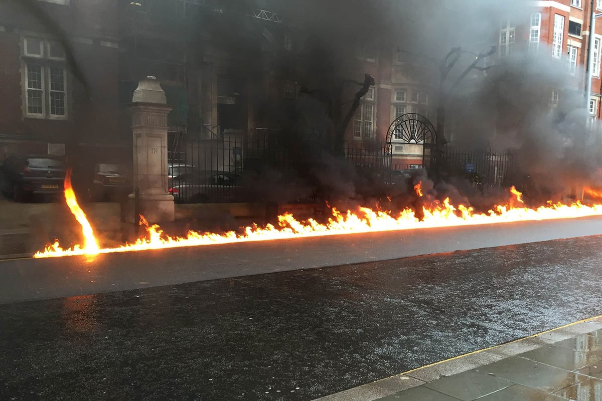 Fire crews called to 'Back to the Future' stretch of road on fire outside west London hospital | London Evening Standard