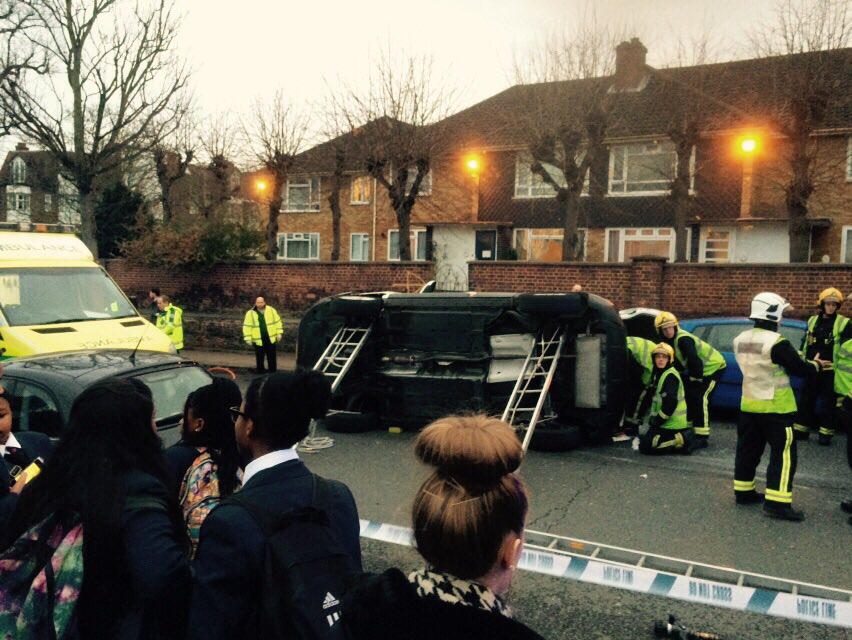 Hendon crash: Elderly woman taken to hospital after car flips, trapping her inside | London Evening Standard