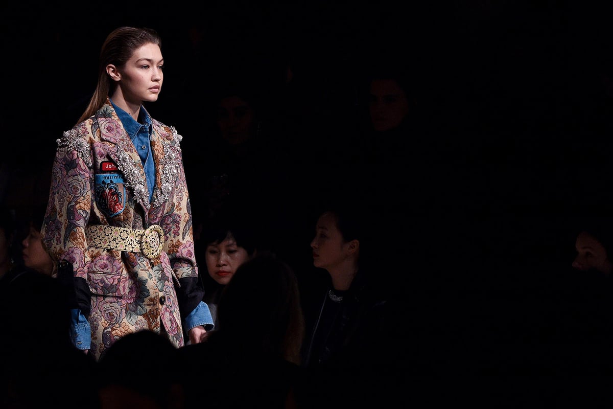 Miuccia Prada connects with her millennial customers as celebrity models Kendall Jenner, Gigi Hadid and Bella Hadid walk for Miu Miu | London Evening Standard