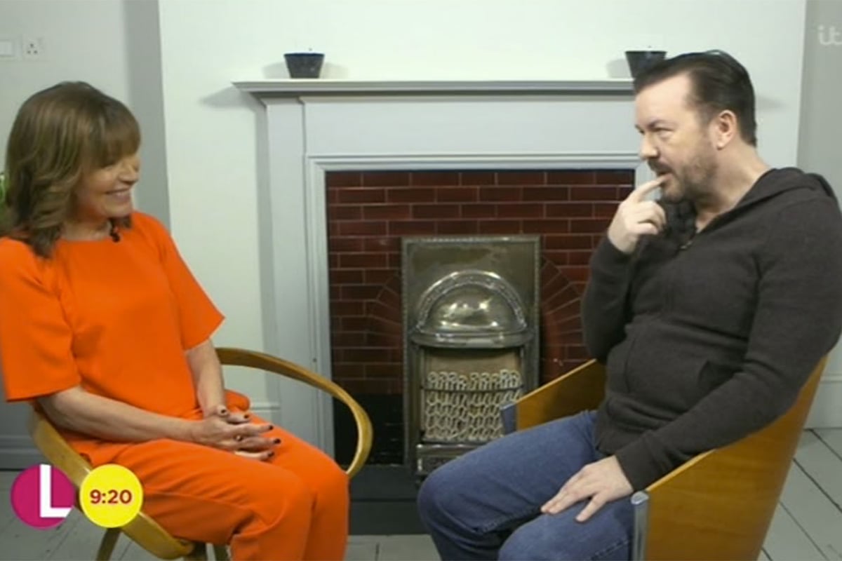 Ricky Gervais jokingly storms out of Lorraine interview after her phone starts ringing | London Evening Standard